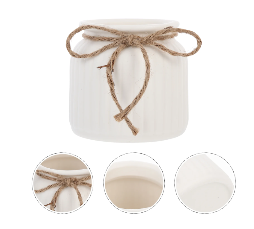 Decorative Vase with Jute Rope Top | Ceramic Flower Pot for Centre ...