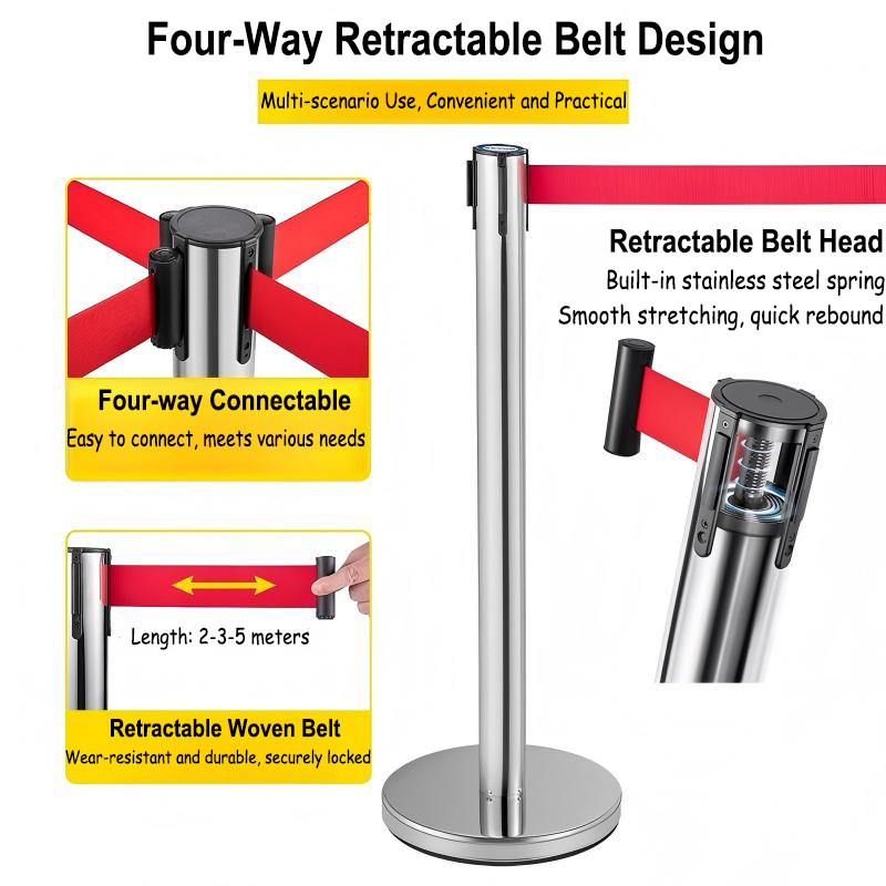Crowd Control Stanchion Barrier Retractable Stanchion Post with 2m Red ...