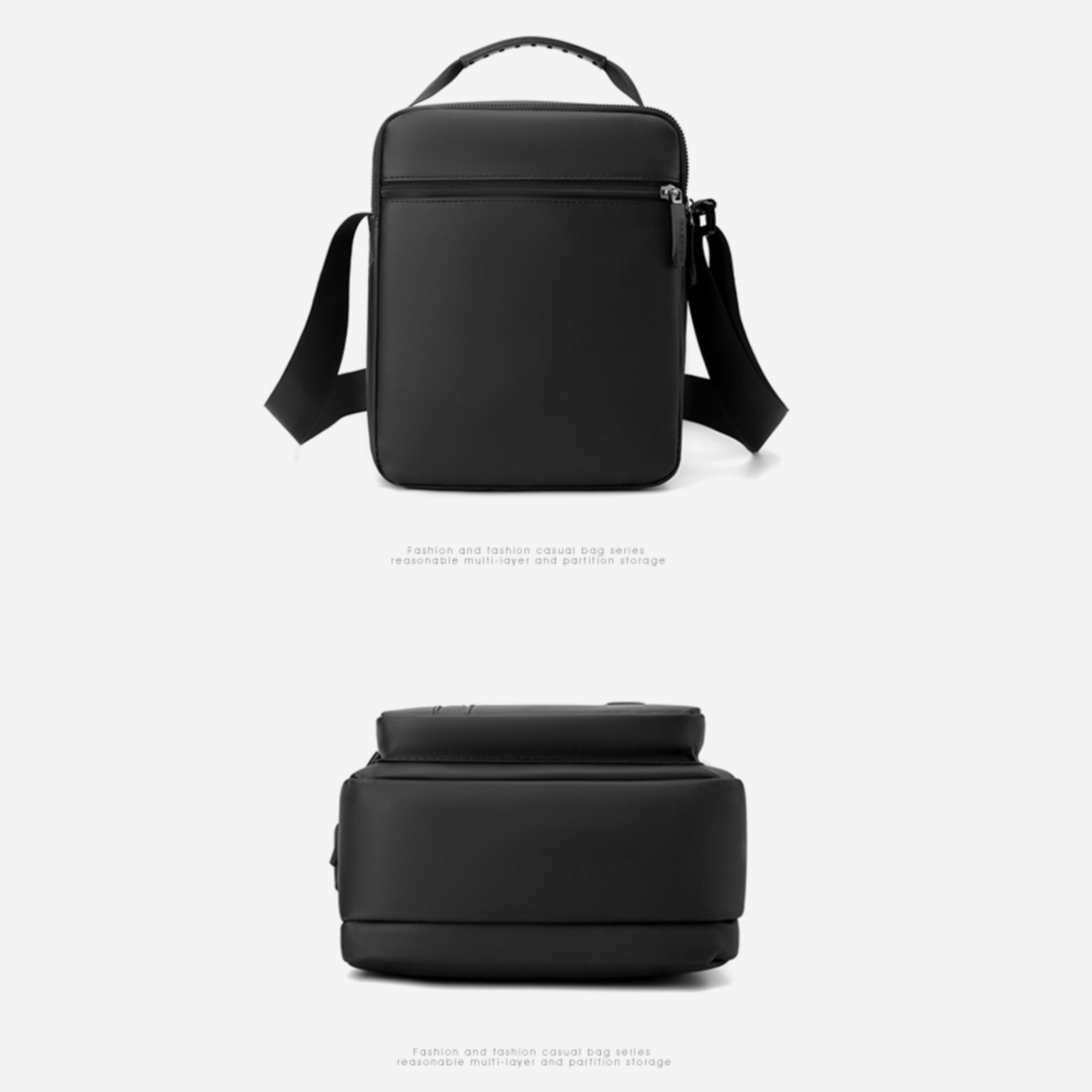 Men's Stylish & Functional Waterproof Nylon Shoulder Bag (Black/Grey ...
