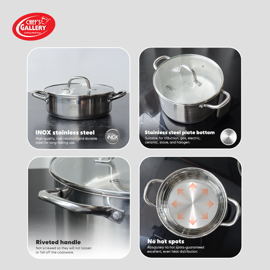 Chef's Gallery Stainless Steel Cookware Set 5pcs CG-SS5PC-F-1 | Shopee ...