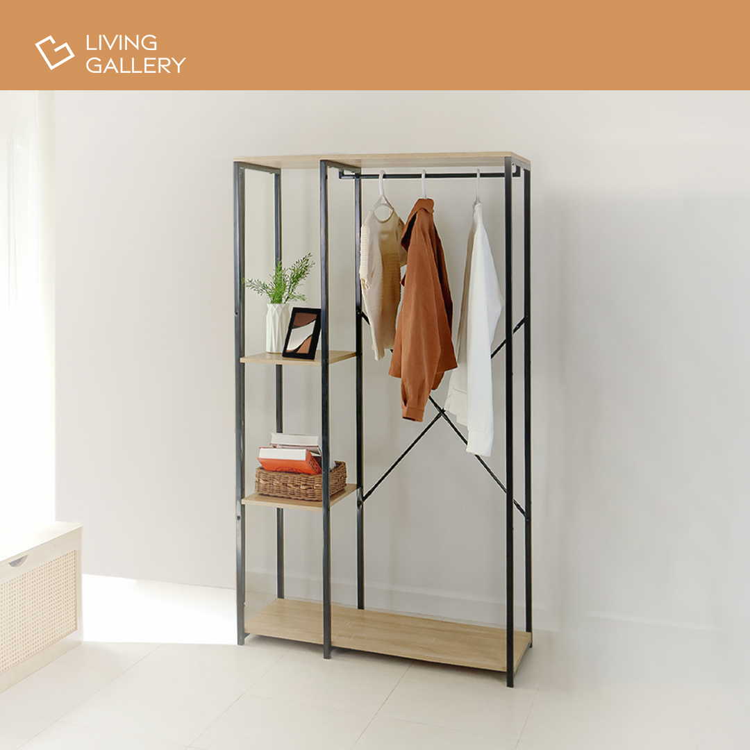 Living Gallery 3-Tier Garment Rack | Oak Wood | Dimension: L90xW40 ...