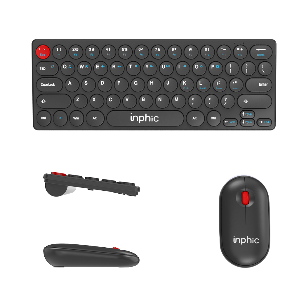 INPHIC 64 Keys Round Keycap Wireless Keyboard and Mouse Set For Home ...