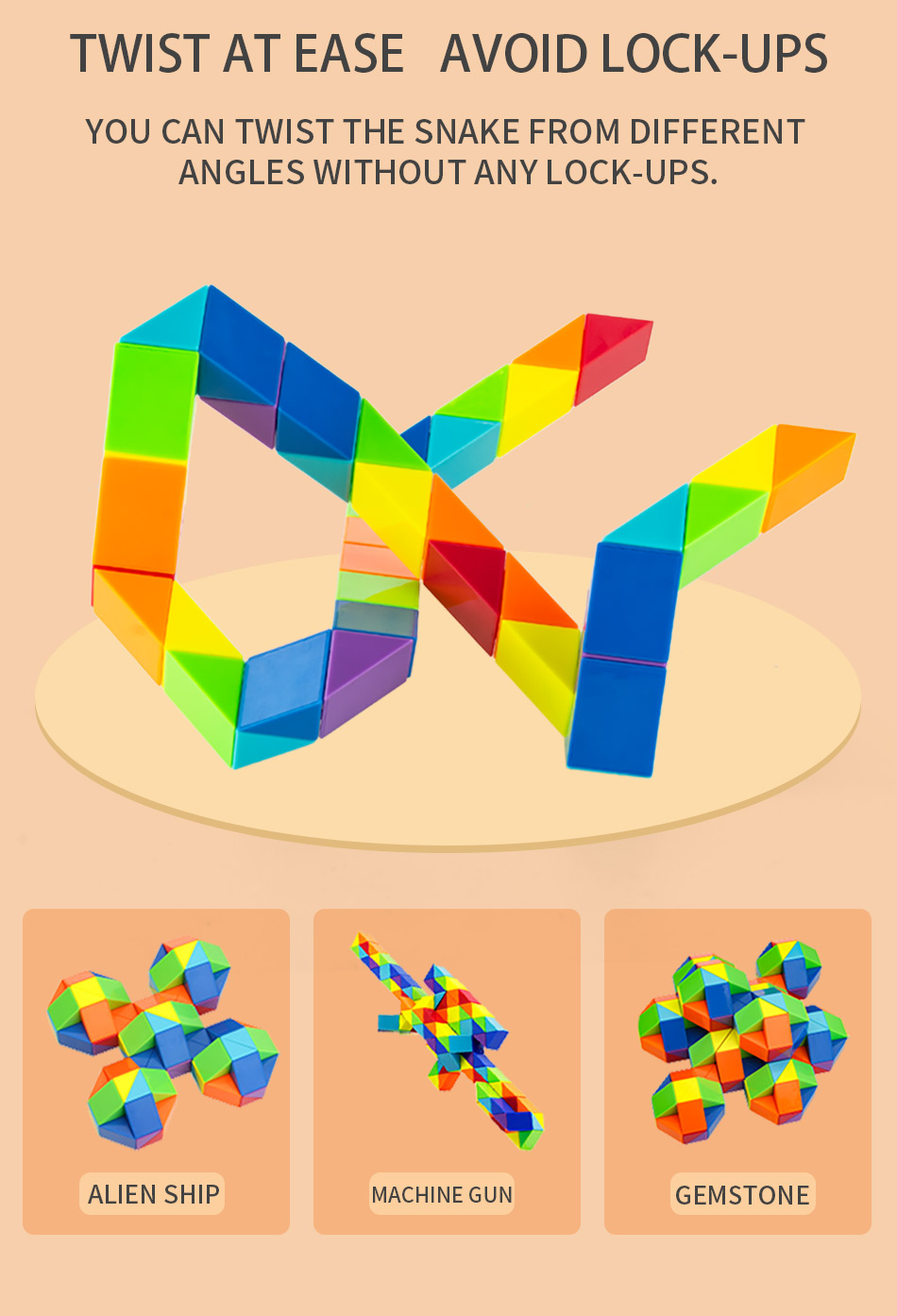 Snake puzzle Toys For Kids lootbags 24 Blocks Ruler Puzzle Magic Ruler ...