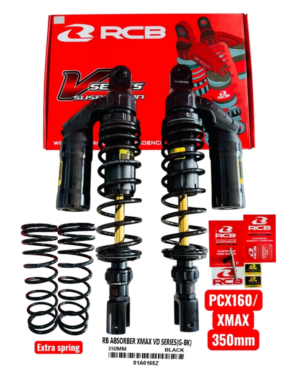 RCB SHOCK VD SERIES 350mm XMAX300, PCX160,PCX150,ADV150,ADV160 RACING ...