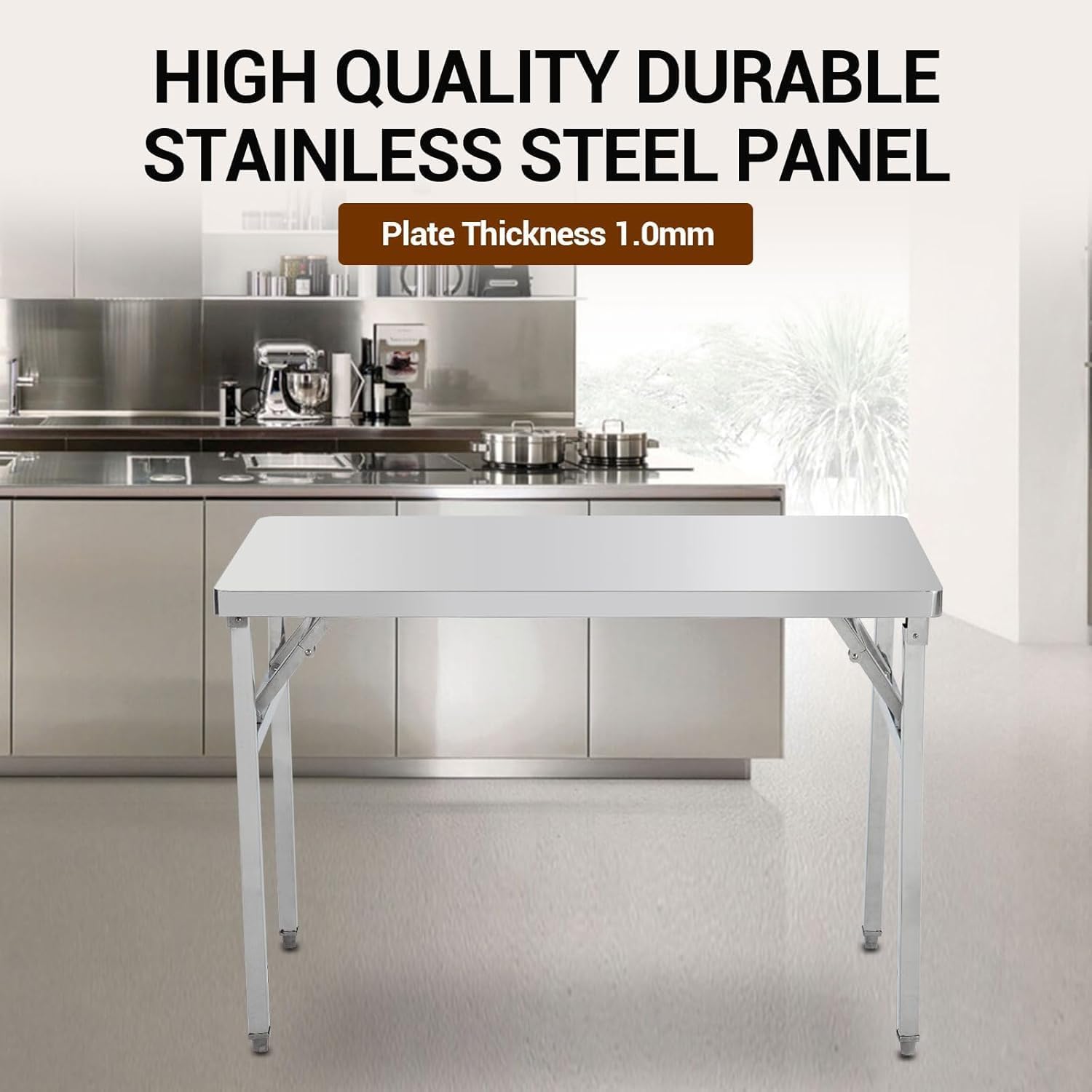 【Ship Today】304 Stainless Steel Folding Table For Home Bench Table ...