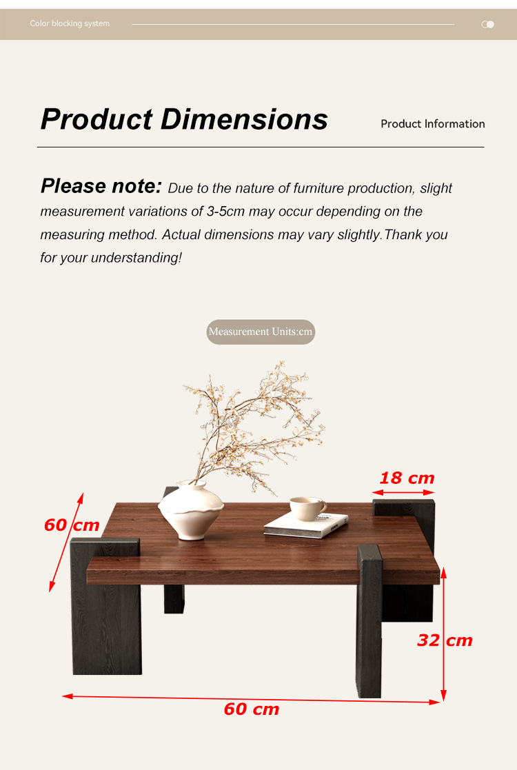 F&G Wood Coffee Table Square Tea Table Center Table with Modern Luxury ...