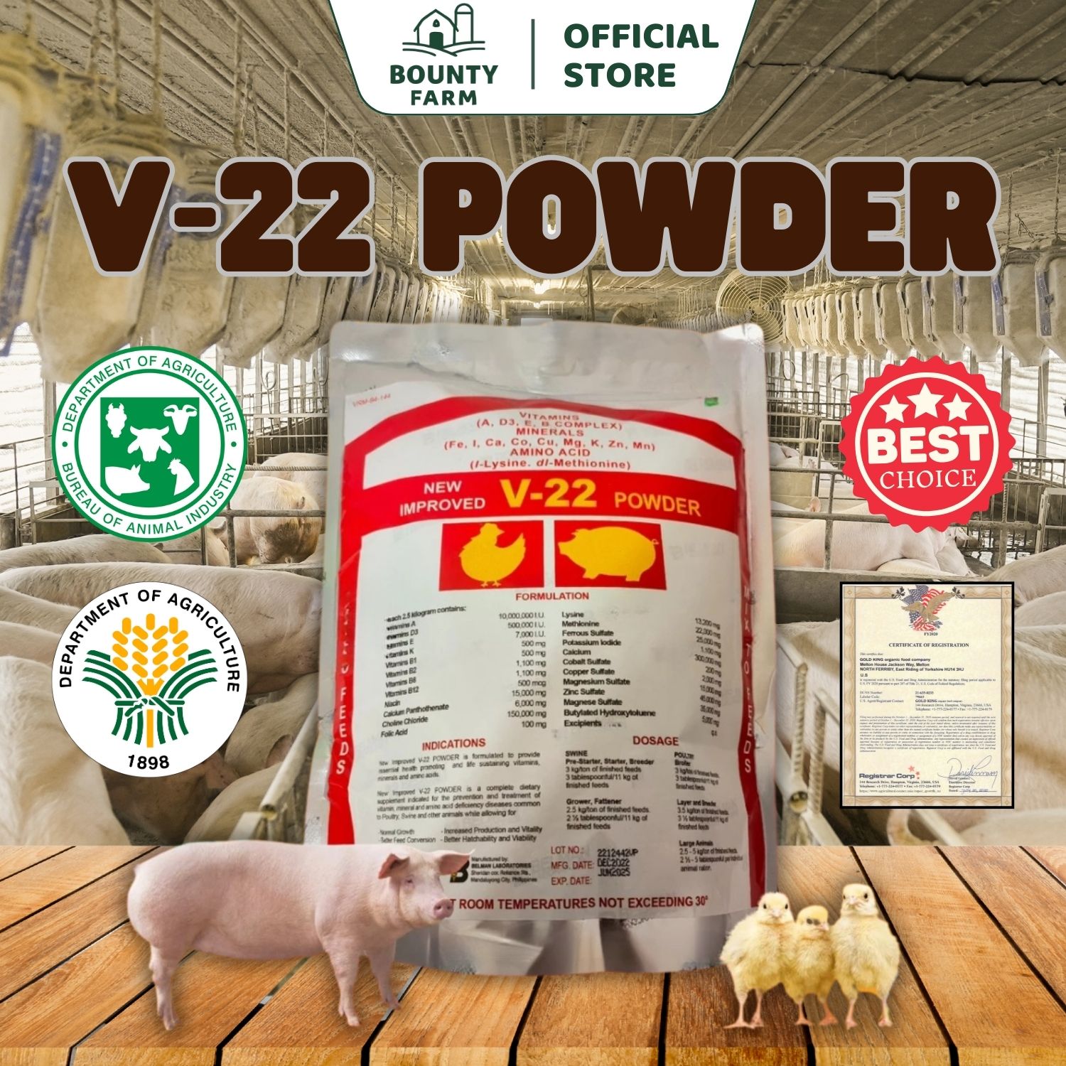 Bounty Farm 1 kg V22 vitamins powder vitamins for gamefowl vitamins ...