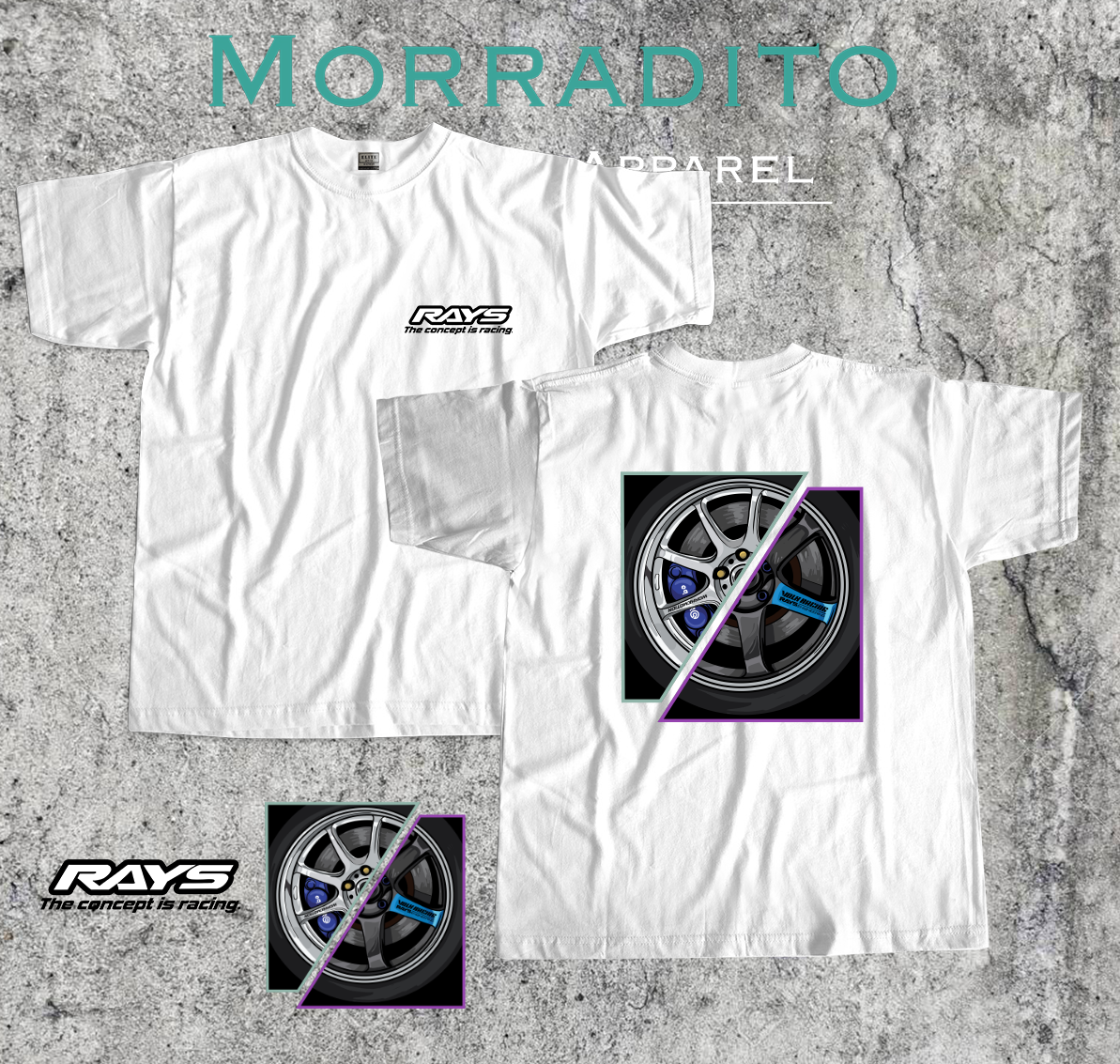 TE37 RAYS MAGS CARS CODE3 TSHIRT ELITE PREMIUM COTTON FRONT AND BACK ...