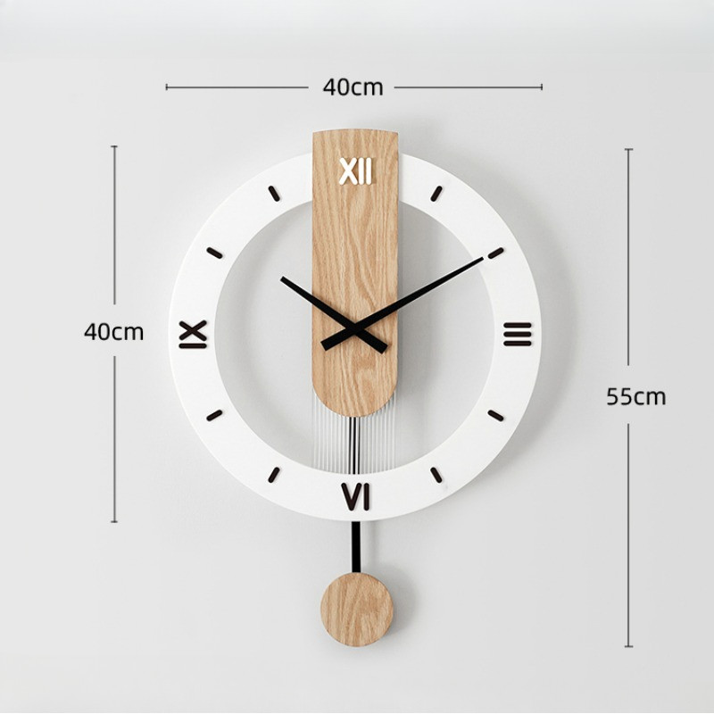 Simple Wall Clock Nordic Modern Solid Wood Silent Swing Living Room ...