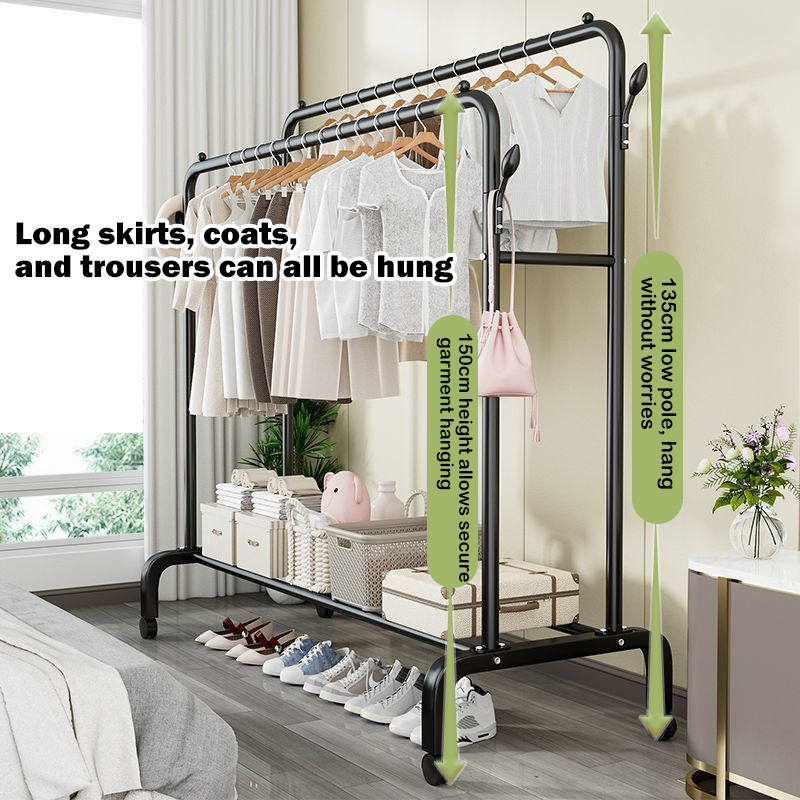 Bedroom Clothes Rack Floor Drying Rack Coat Rack Simple Multifunctional ...