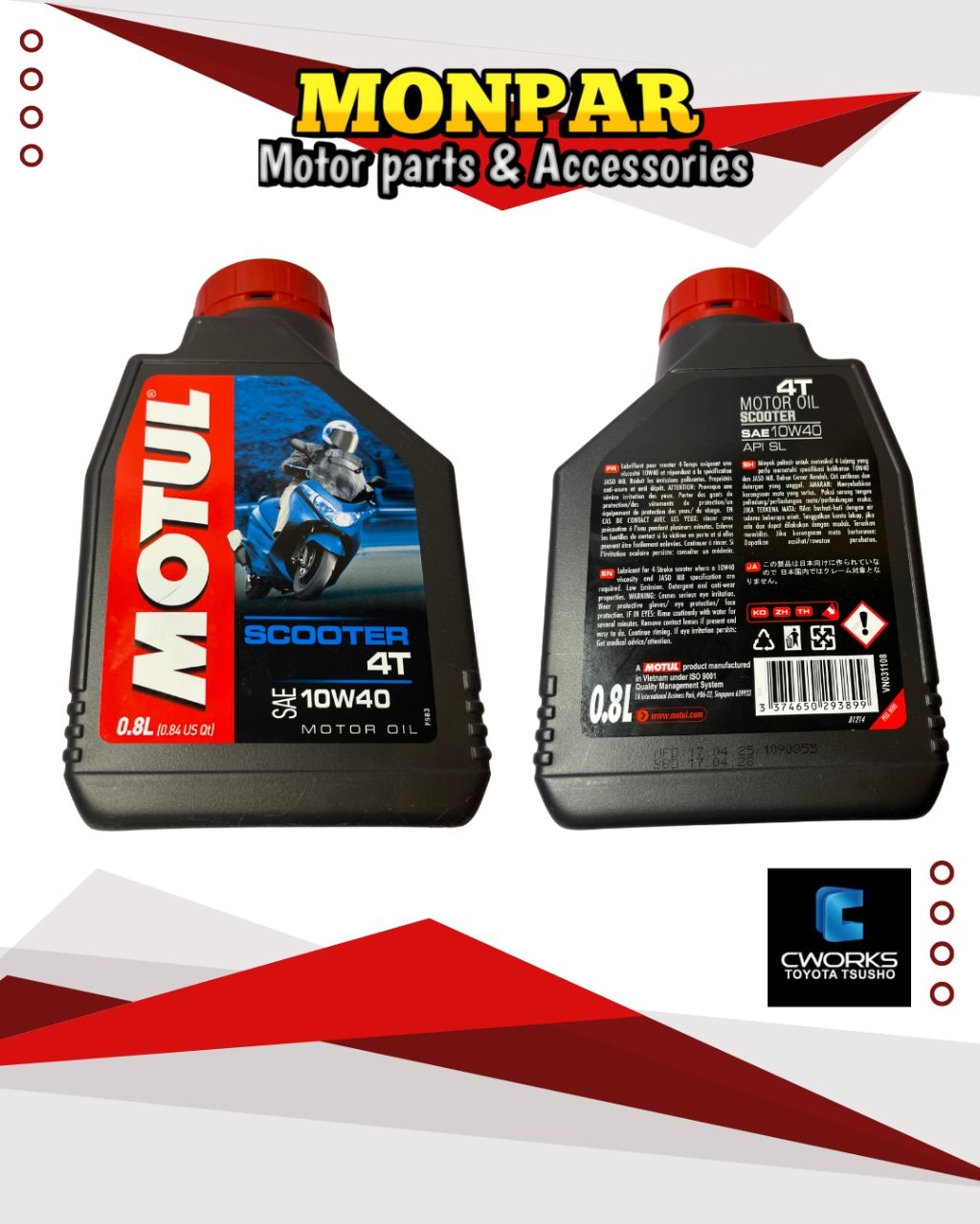 MOTUL SCOOTER 4T 10W 40 MOTOR OIL 1L and 800ml | Shopee Philippines