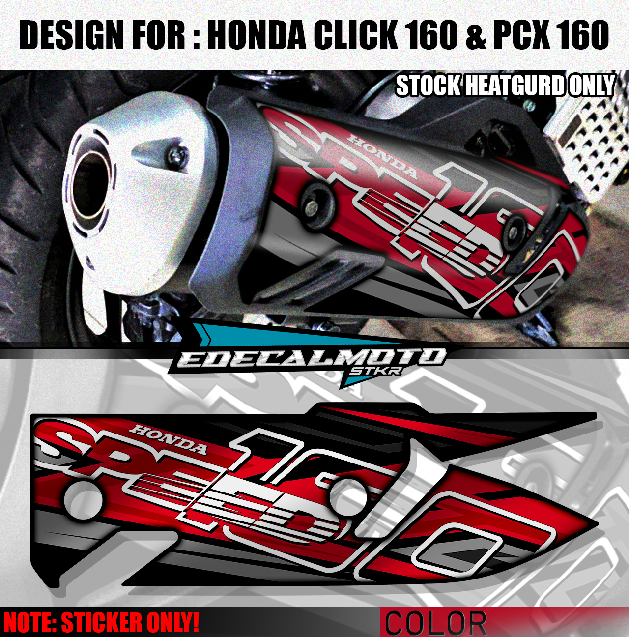 HONDA PCX 160/CLICK 160 STOCK HEATGURD COVER STICKER WRAP VINYL DECALS ...
