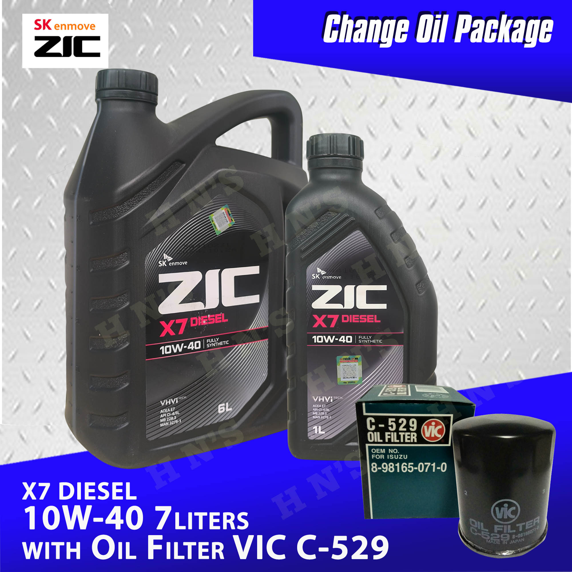 SK ZIC X7 Diesel 10W-40 Fully Synthetic Diesel Motor Oil Bundle for ...