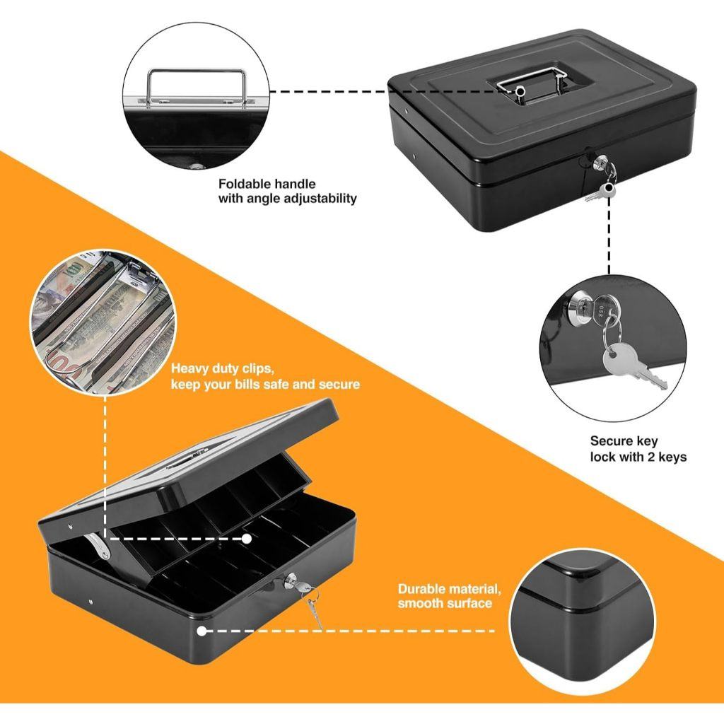 Portable Steel Market Cash Box Money Coins Organizer Store Secret Safe ...