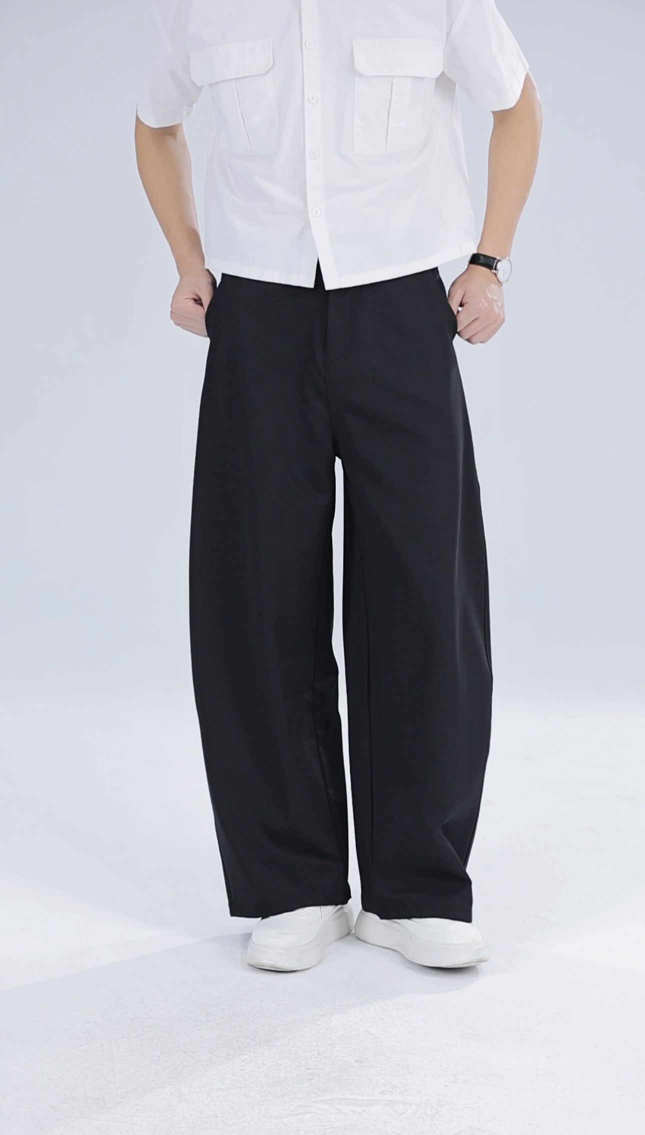 Mannered Barrel Wide Leg Trouser Pants Long Length Baggy/Loose Style ...