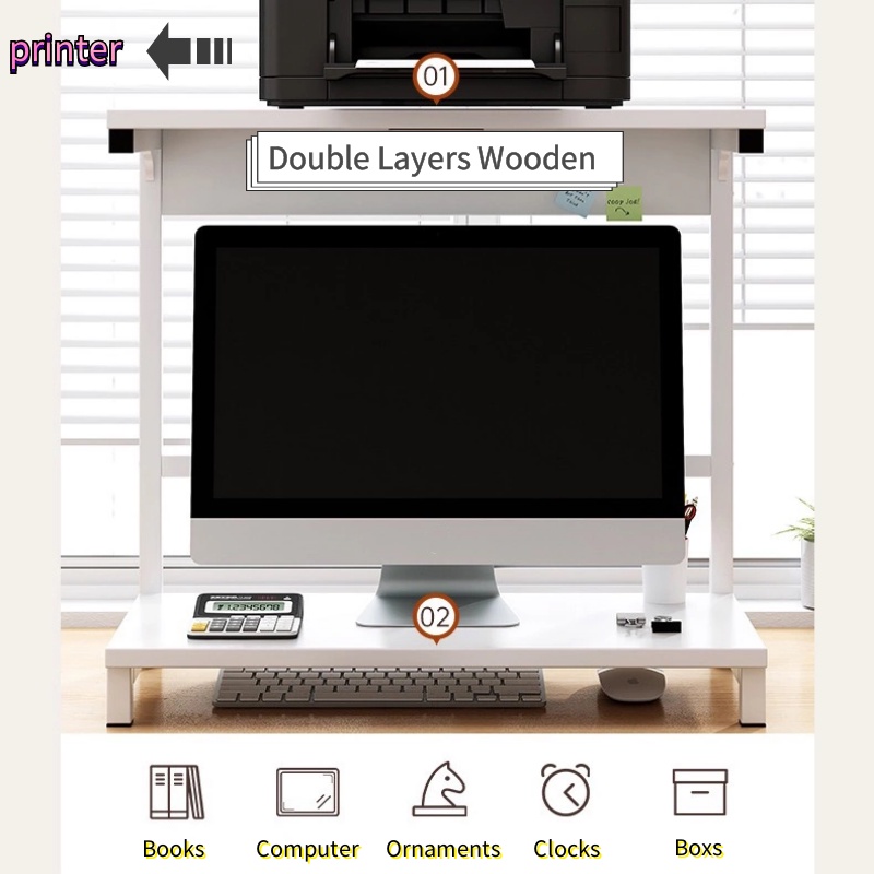 Computer Riser 2 layers Printer Stand Desk Organizer Computer Monitor ...