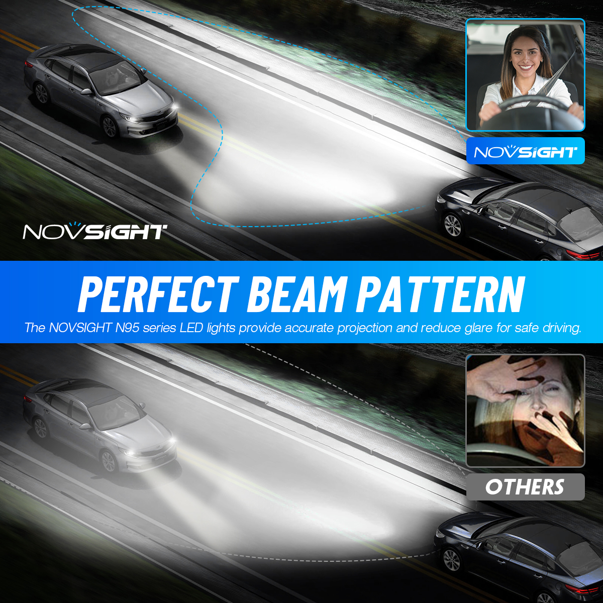 Novsight N95 H4 130W / pair 30000LM high low beam LED headlight bulbs ...