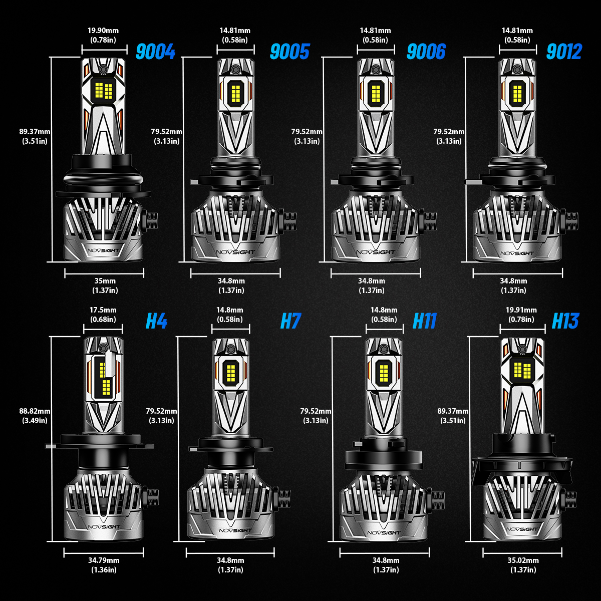Novsight N95 H4 130W / pair 30000LM high low beam LED headlight bulbs ...