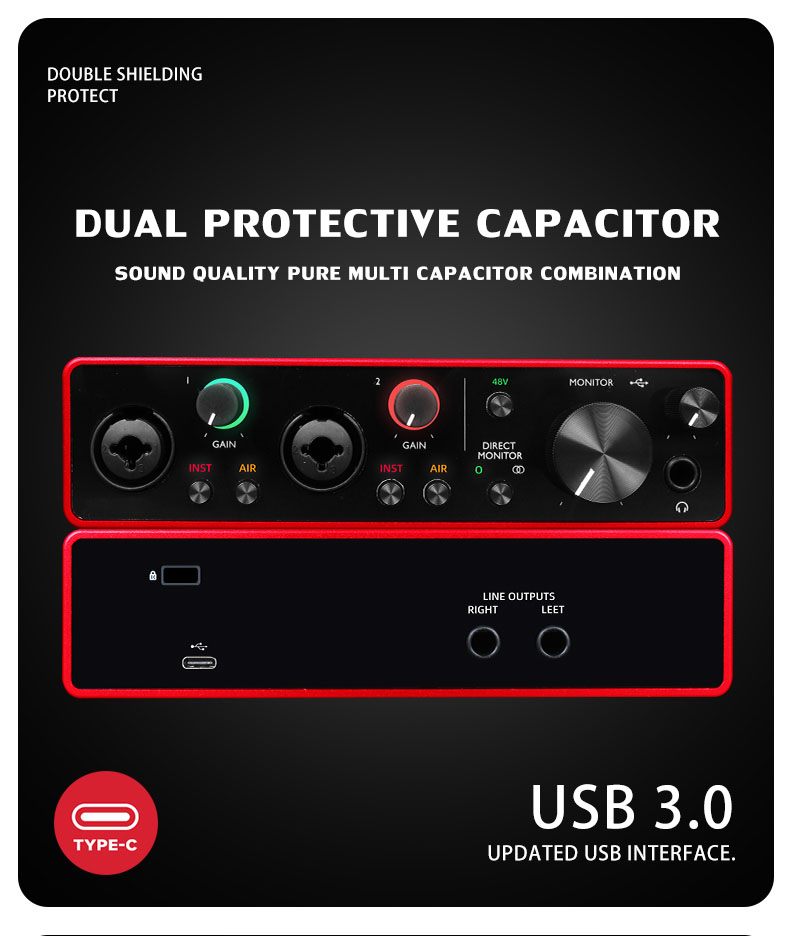 DBX 212 sound card, 24-bit/96 kHz audio interface, for computers with ...