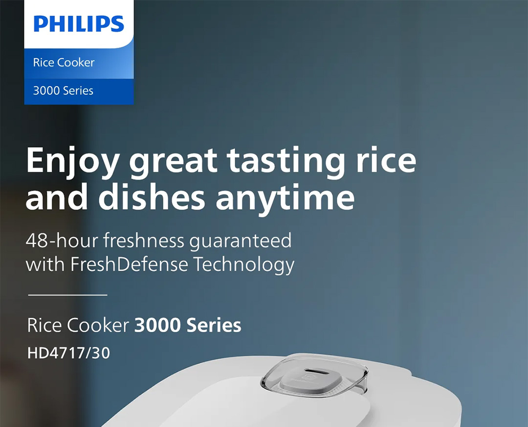 PHILIPS 1.8L Rice Cooker 3000 Series - HD4717/30, 16 Cooking Menus ...