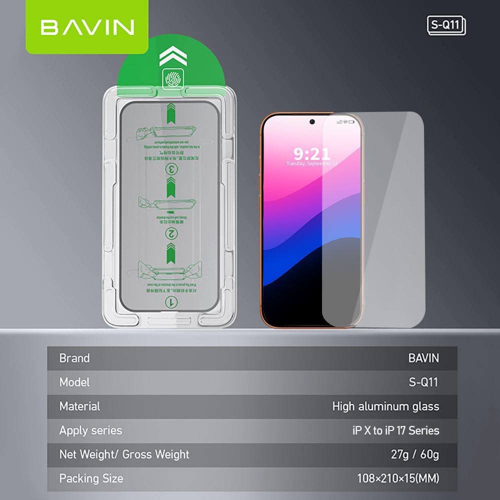 BAVIN Q11 One Click Screen Protector Privacy Tempered Glass for iP X/XS ...