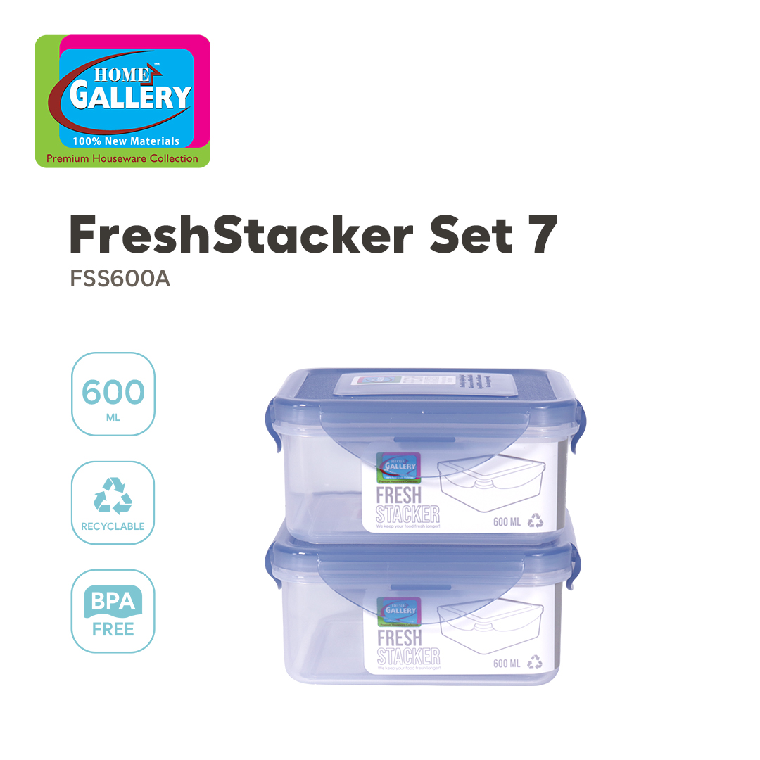 Home Gallery Square Fresh Stacker Food Storage 600ml 2pcs, BPA Free ...