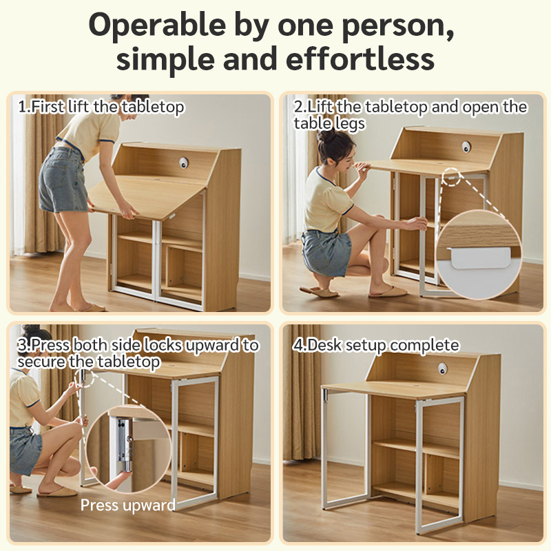 Heavy Duty Folding Table Removable Study Table Computer Table Space ...