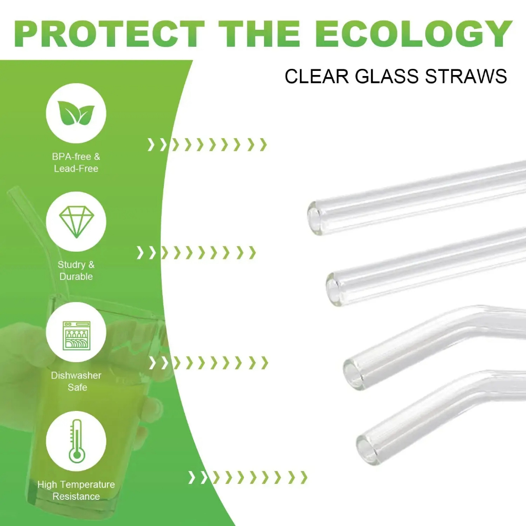 10pcs Reusable Glass Straight Pipe Elbow Pipe Elbow Pipe Borosilicate ...