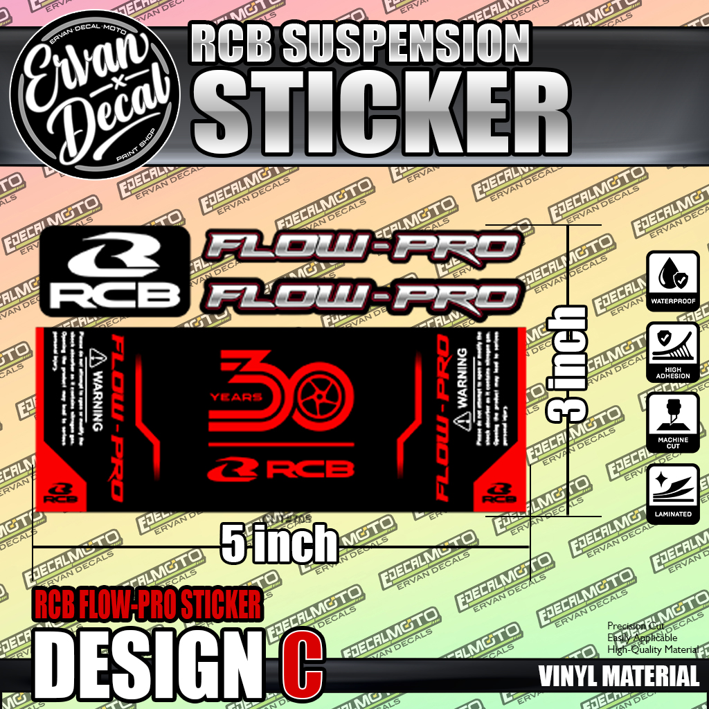 RCB STICKER 1PCS. FOR RCB SUSPENSION FLOW-PRO ERVAN | Shopee Philippines