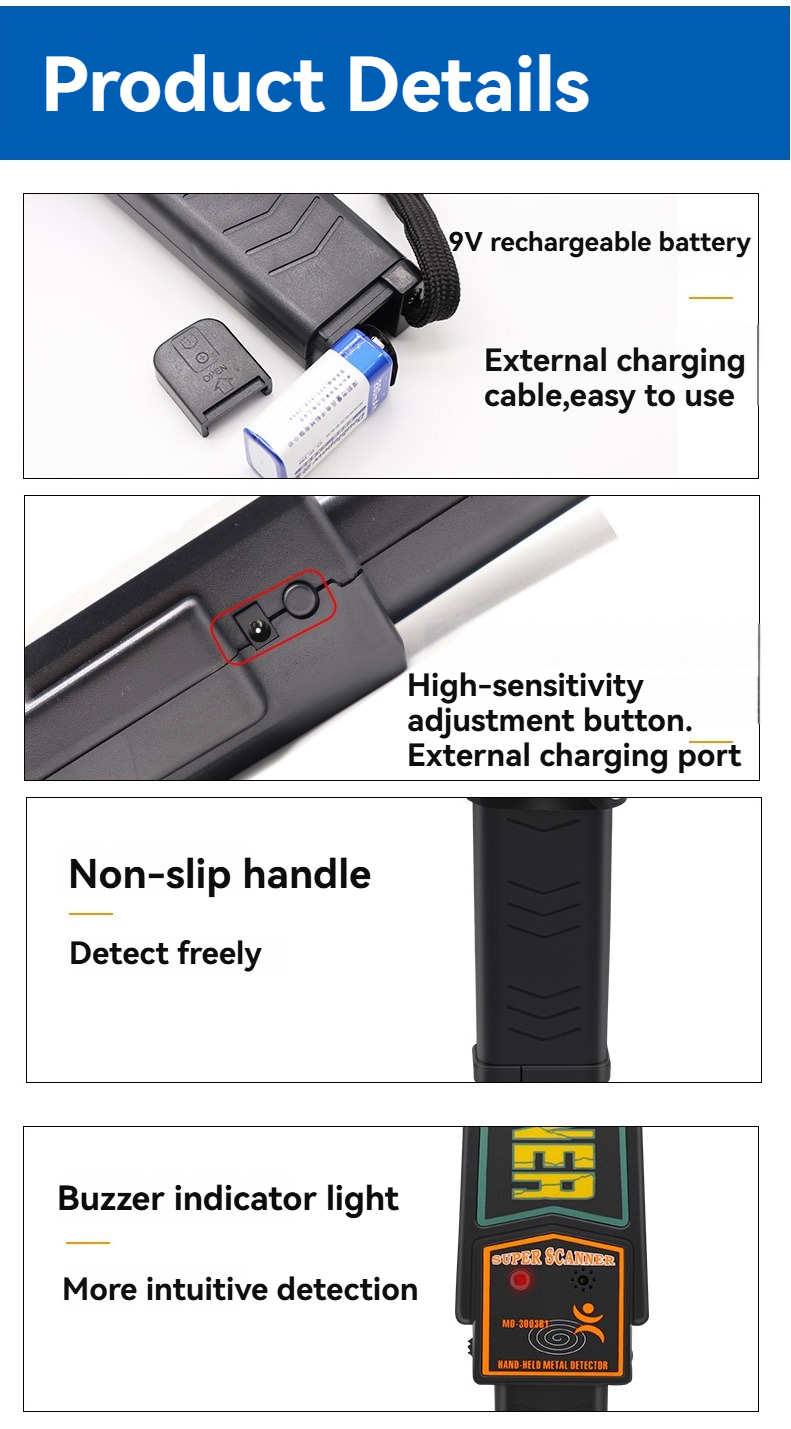 Portable handheld metal detector Security Scanner Metal Detector high ...