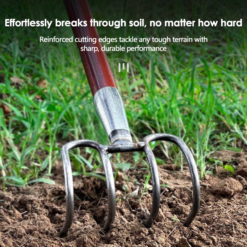 Steel Rake Gardening Tool Weeding Uprooting Tool 4 Teeth Steel Forged ...