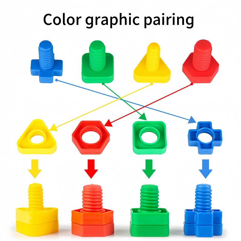 8pcs/16pcs Children Screw Building Blocks Toys Plastic Insert Blocks ...