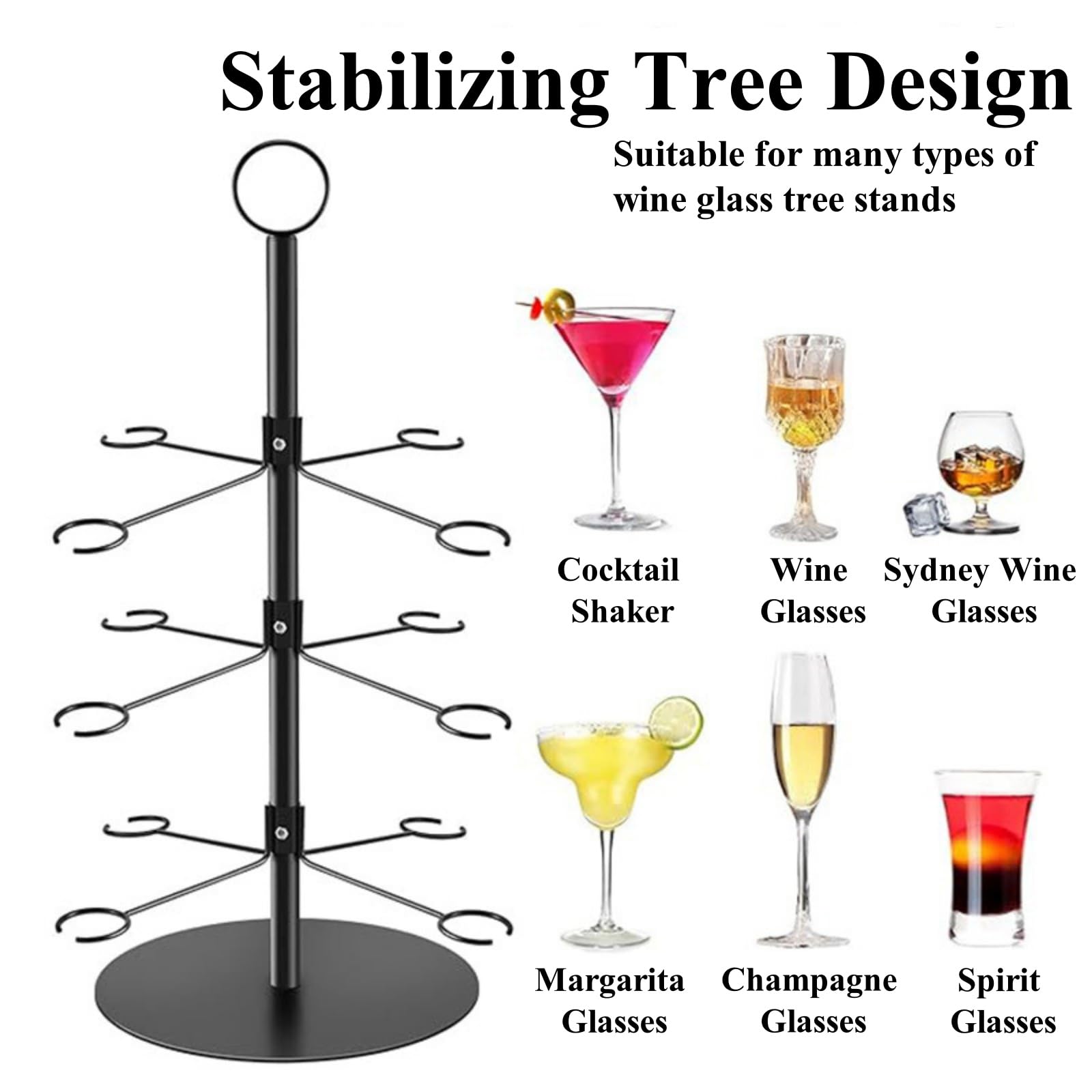 3 Tier Cocktail Tree Stand for wedding& party thicken iron drink rack ...