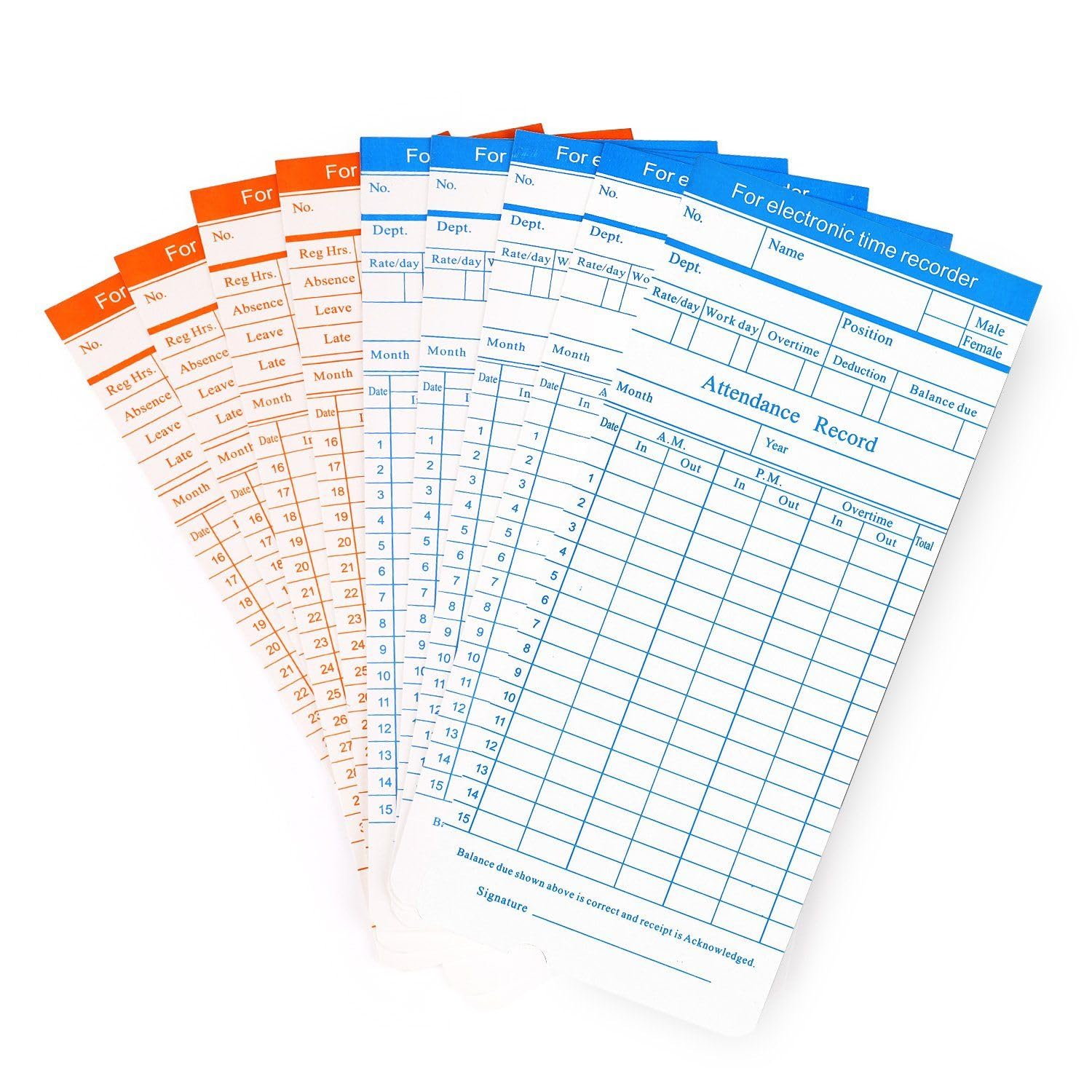 100Pcs/ Pack Time Cards Timecards Monthly 2-Sided For Employee Attendance Clock Recorder 52E - View #11