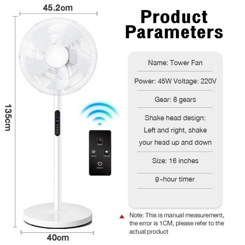 Electric Fan Stand Fan 16Inch Standard 5 Blade Remote Control Floor Fan ...