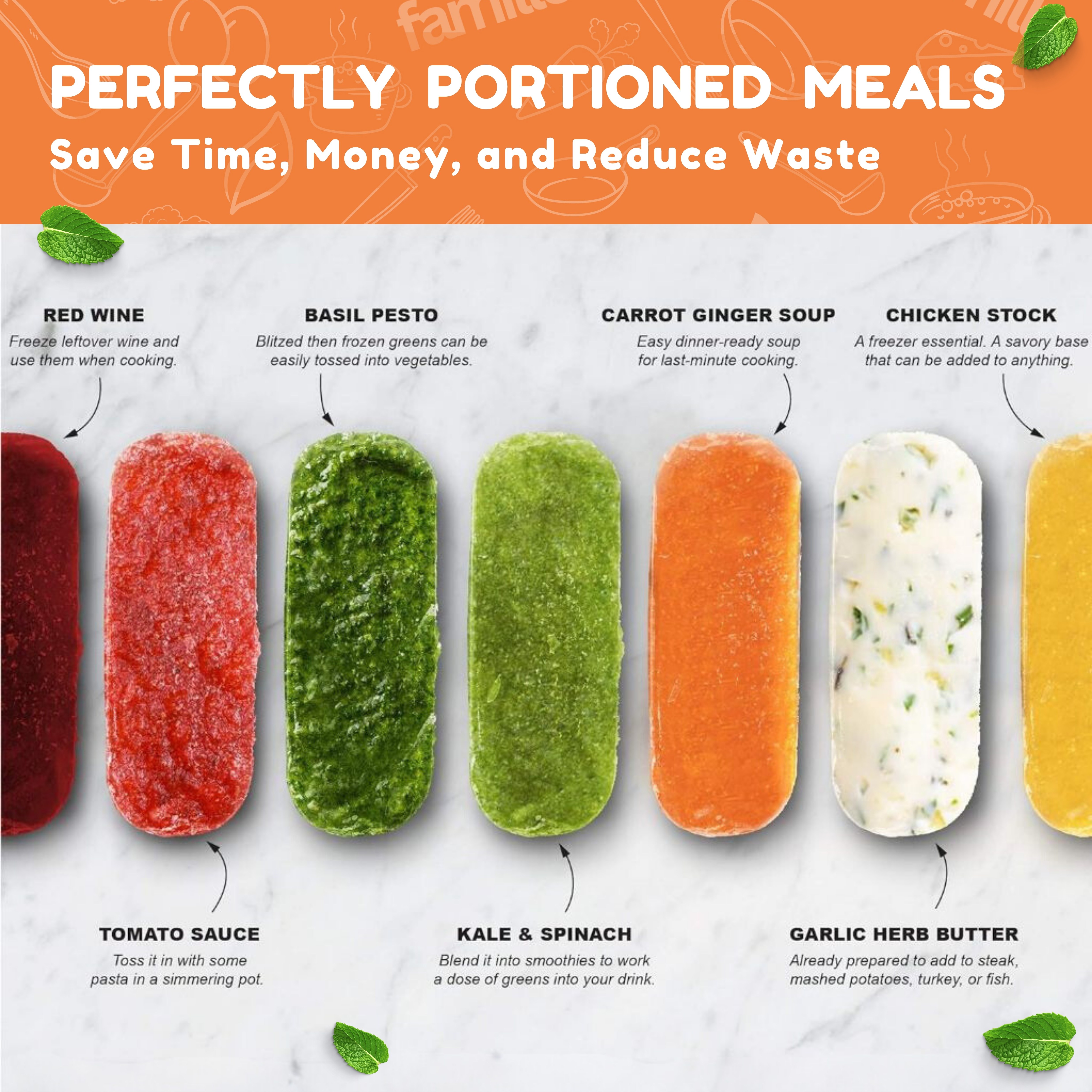 Freezer Cubes ™ Curve | 4 Molds (1-Cup) Silicone Freezer Tray as a Meal ...