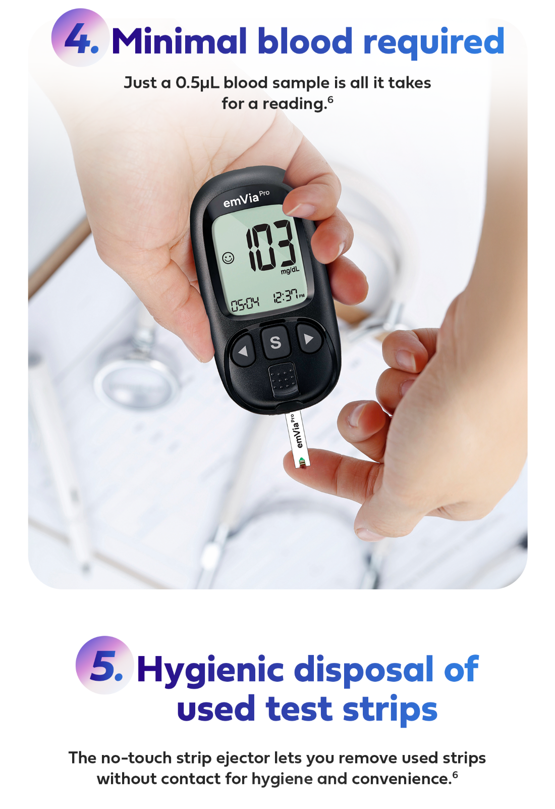 emVia Pro Glucose Test Strips (50s) by embecta - For blood sugar ...