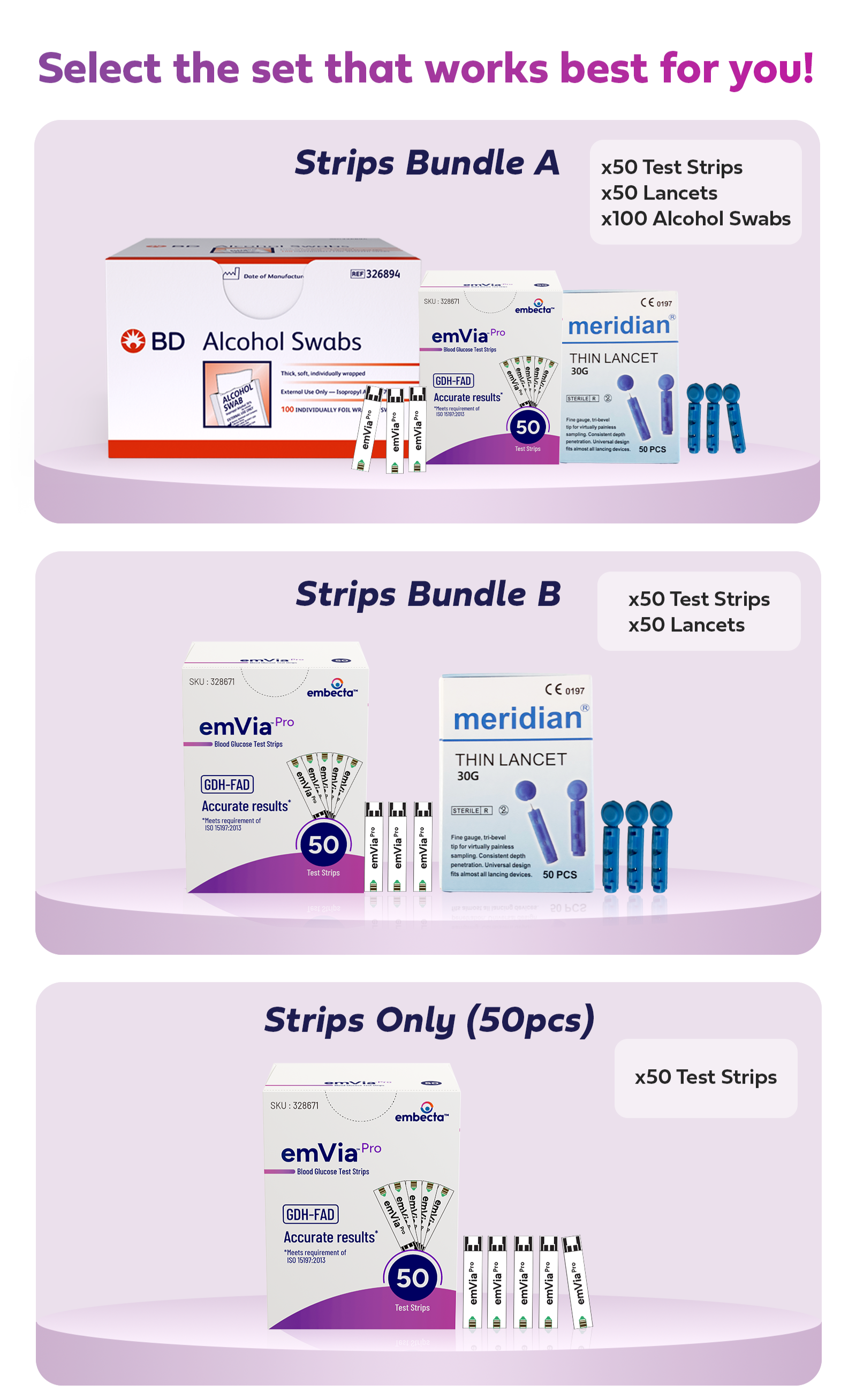 emVia Pro Glucose Test Strips (50s) by embecta - For blood sugar ...