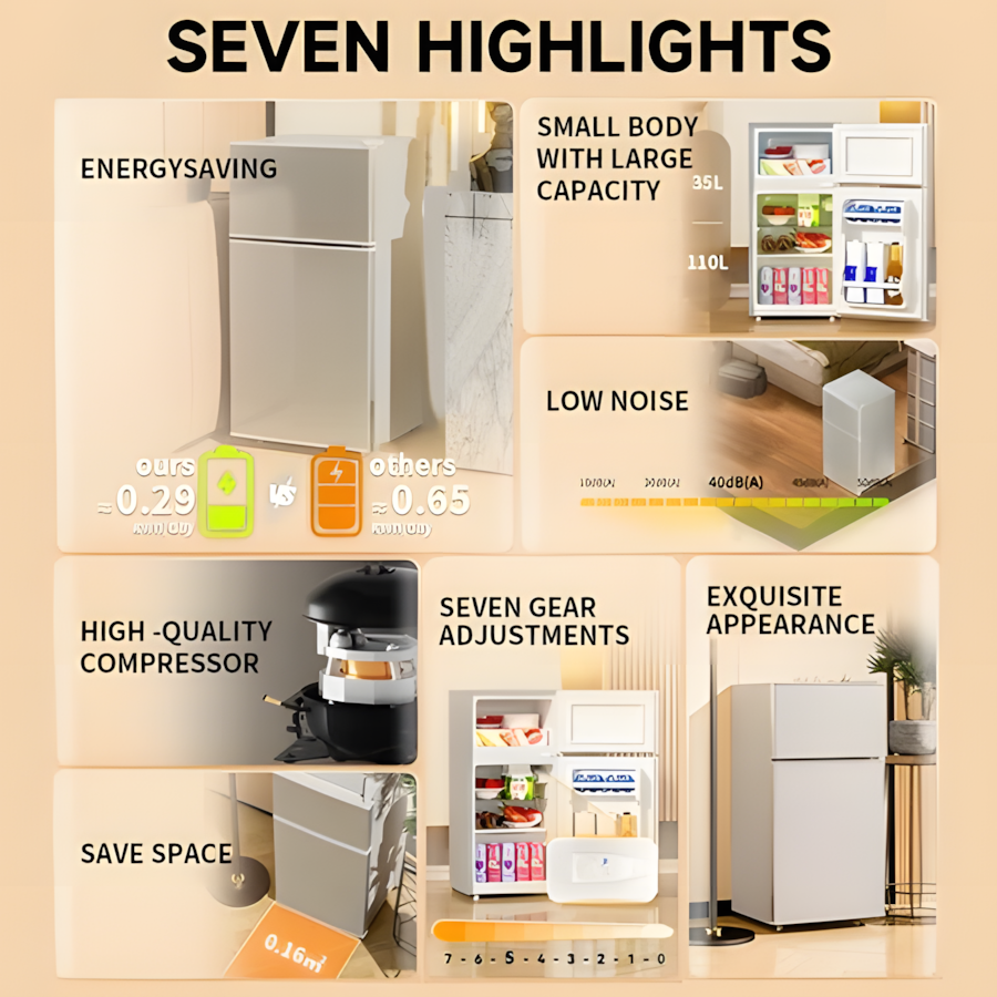Mini Refrigerator With Freezer 2 Door Refrigerator Energy Conservation ...