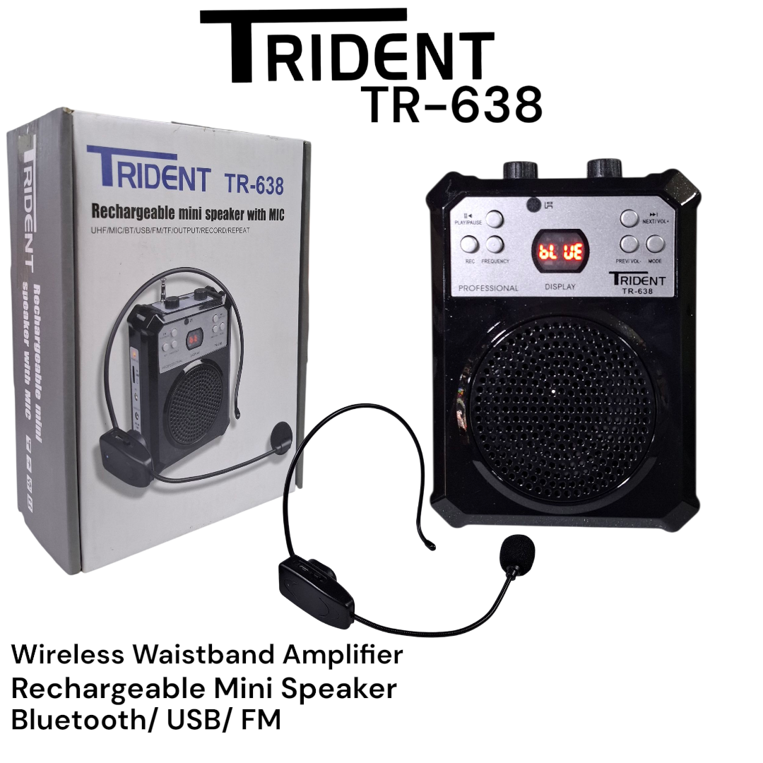 Original Trident TR-638 Rechargeable Wireless Lapel Mic Mini Speaker ...