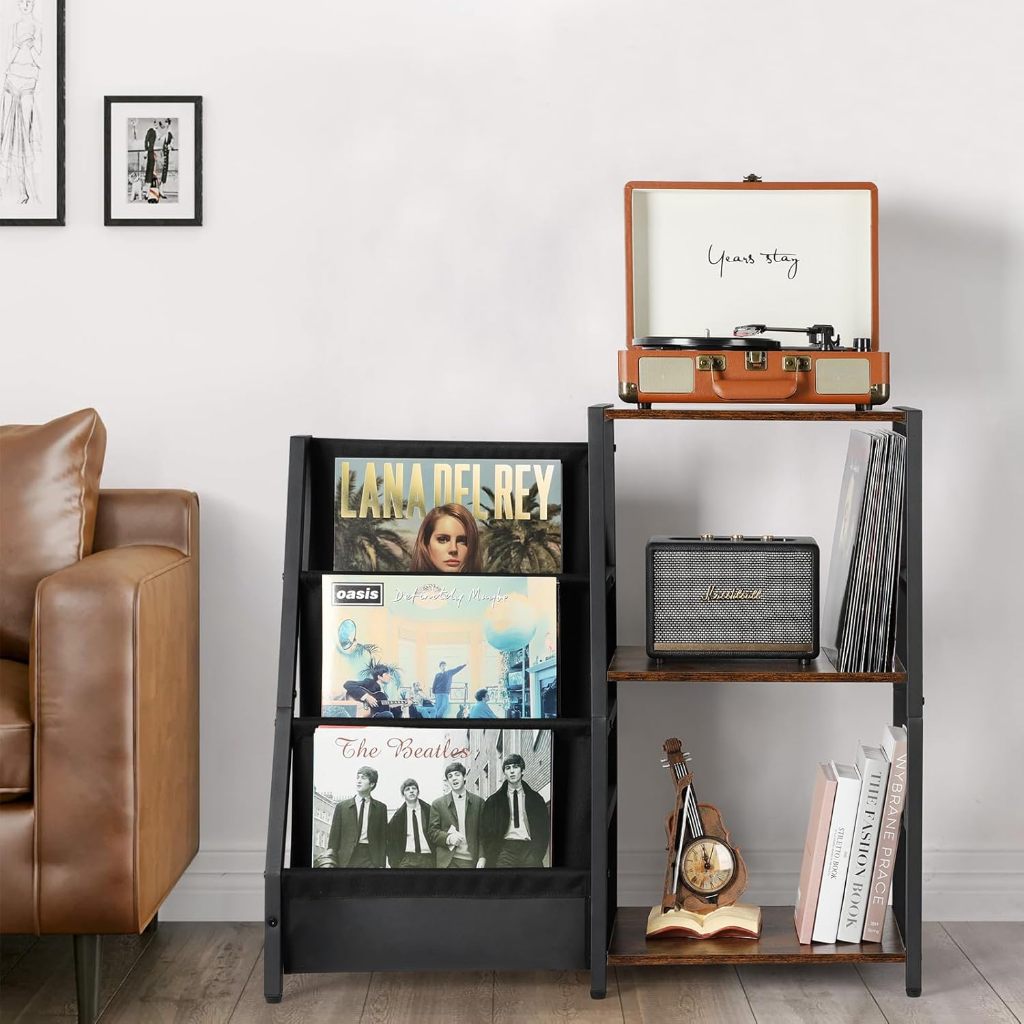 Vinyl Record Player Floor Storage Racks Record Stand Wooden Turntable ...