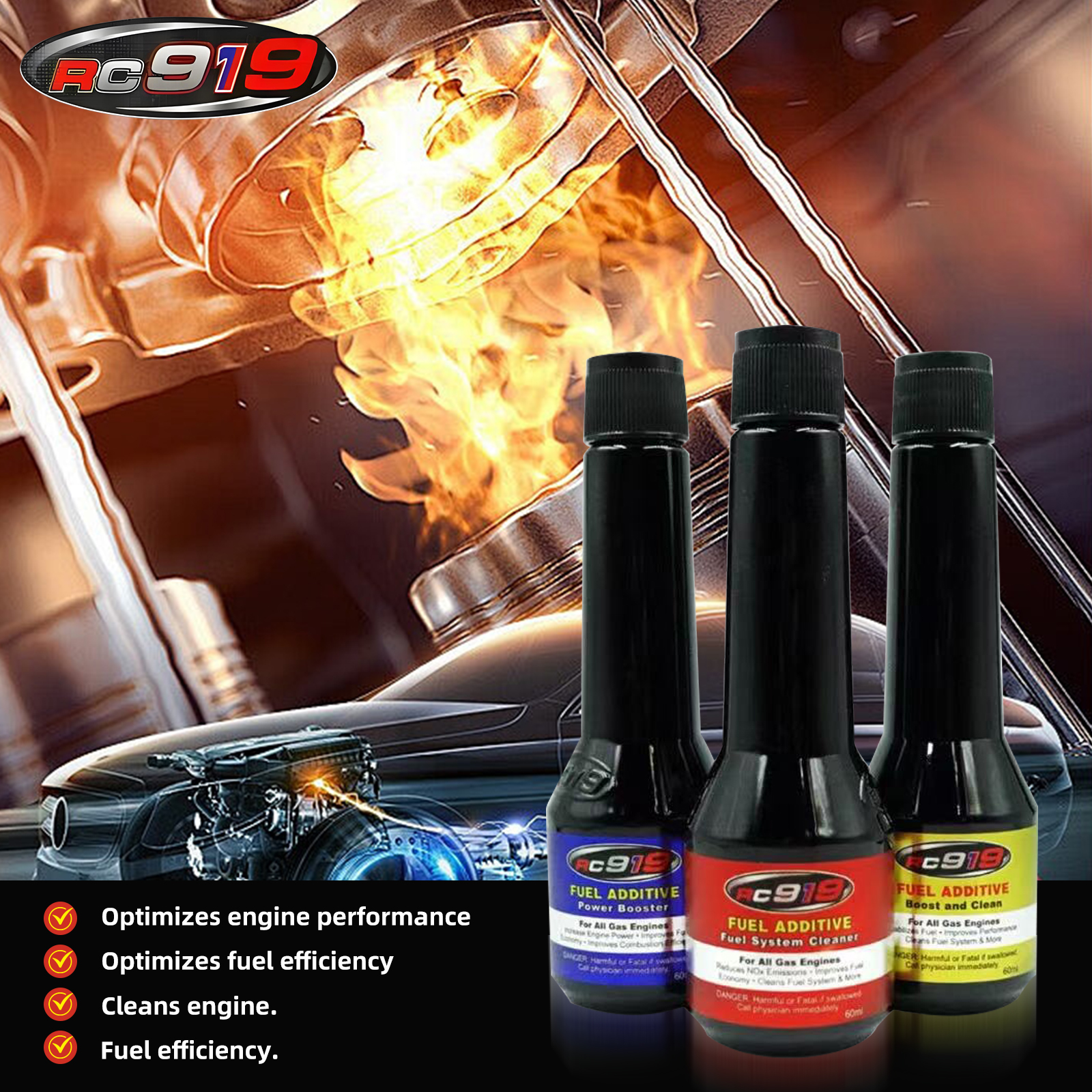 RC919 Original Fuel Additive 60ml for Motorcycles Boost and Clean Power ...