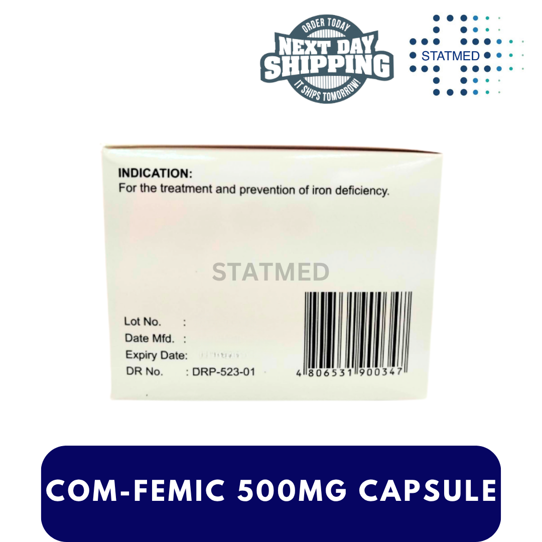 Com-femic Ferrous Sulfate 500mg Capsule - 10, 50 & 100 Caps | Shopee ...