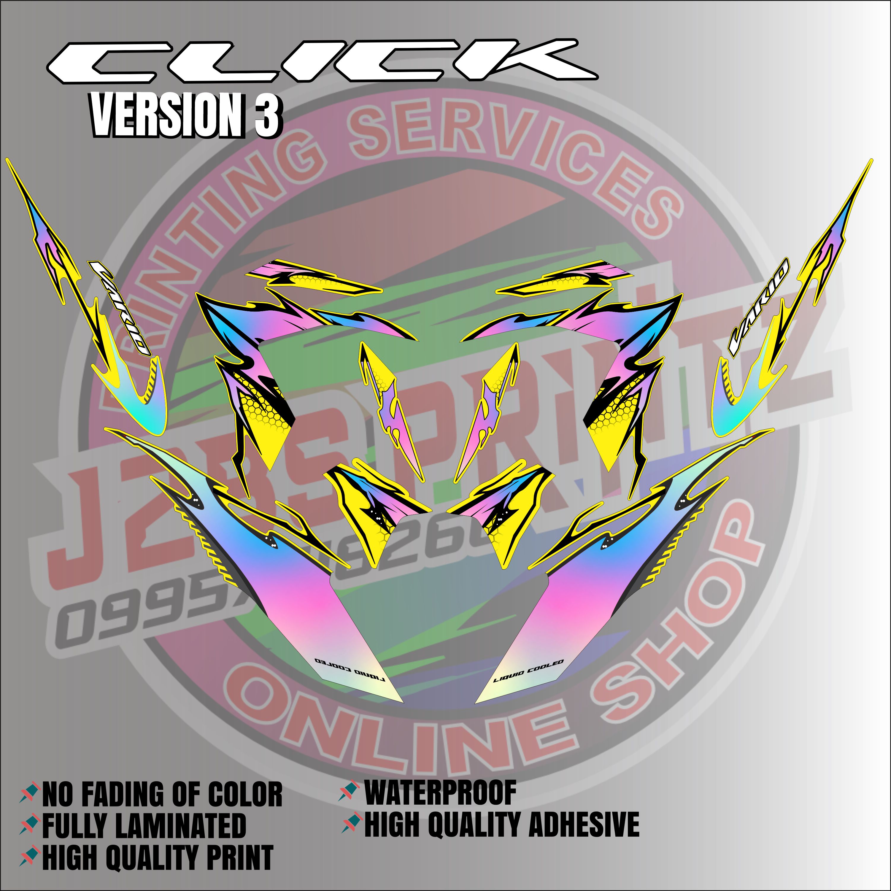 DECALS FOR HONDA CLICK 125 V3 INDO CONCEPT HOLOGRAPHIC AND NON ...