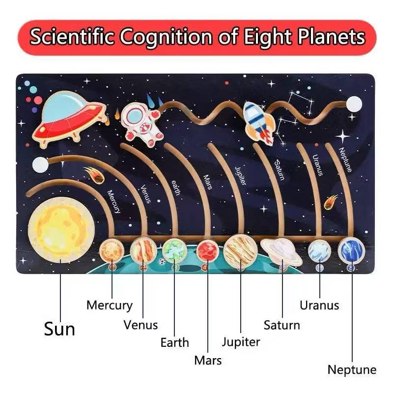 Wooden 8-Planets Outer Space Solar System Jigsaw Puzzle Cognition Board ...