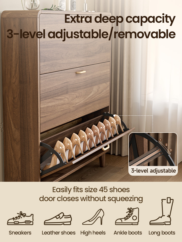 DONMIS Solid Wood Shoe Rack Multi-Layer Shoe Storage High-Capacity Flip ...