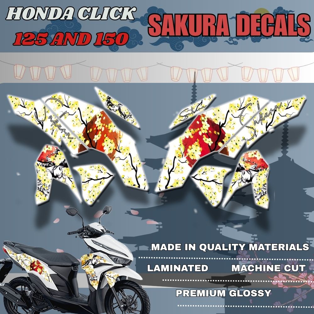 SAKURA DECALS STICKER FOR HONDA CLICK VERSION 3 MOTORCYCLE/ CLICK ...