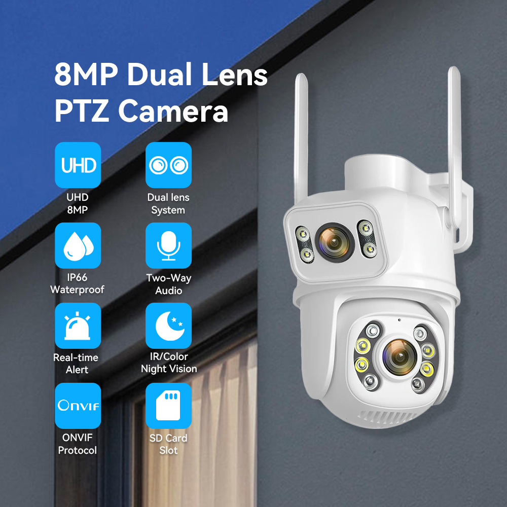 Rolte 4K 8MP Dual Lens Dual Screen PTZ WIFI Camera For home Use 5X Zoom ...