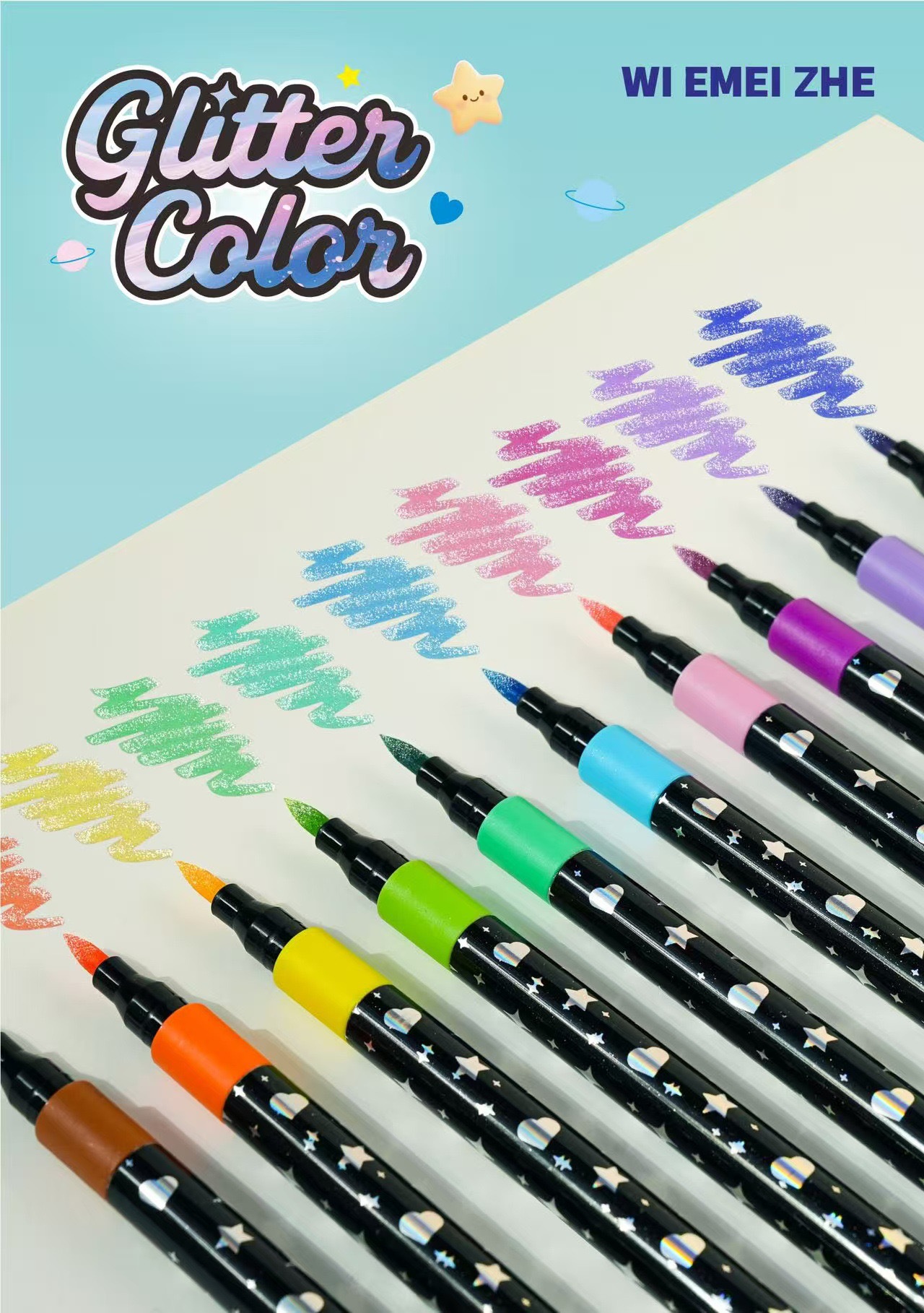 Colorful Soft Tip Glitter Quicksand Markers - For Kids Students Journal ...
