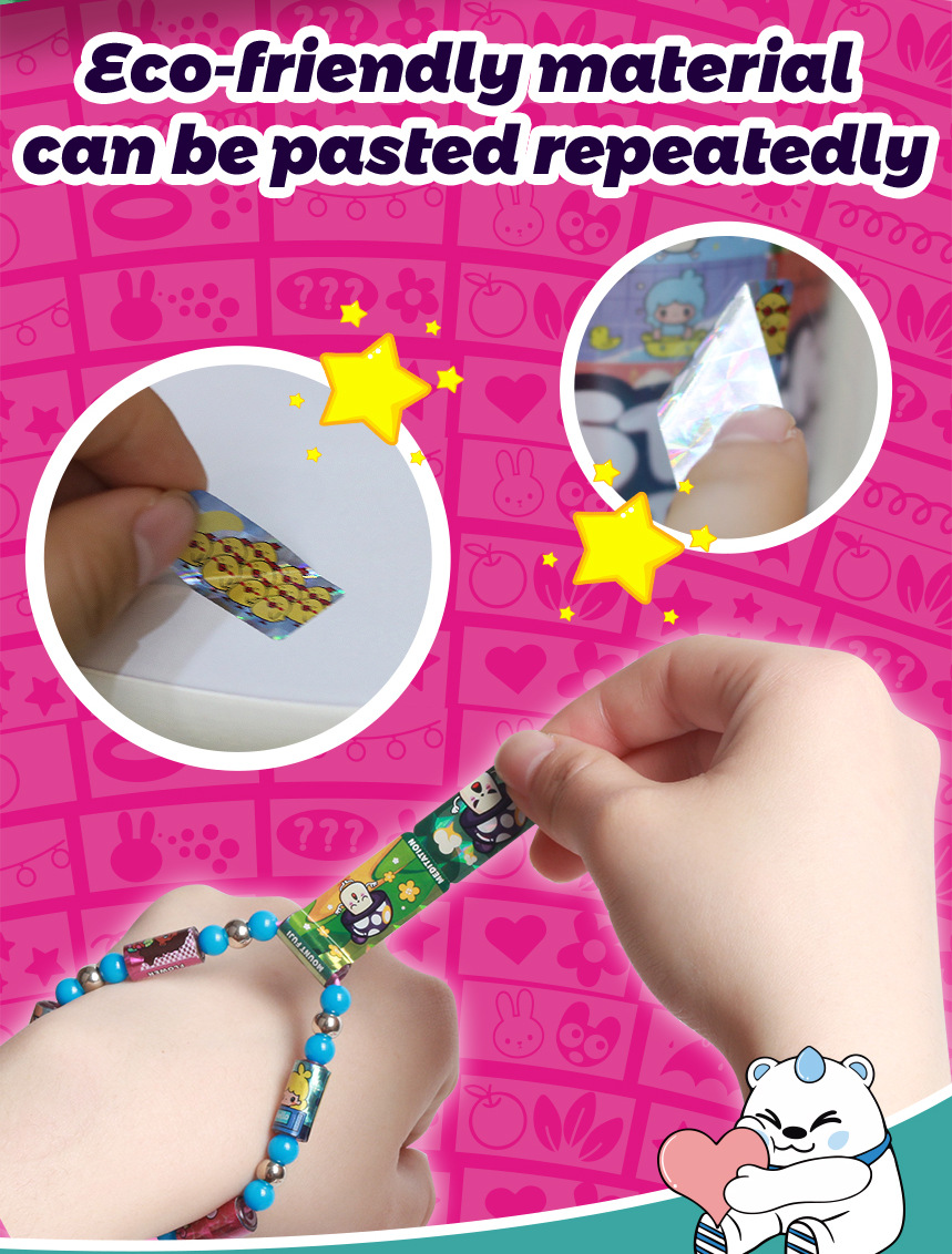 80/160pcs Sticky Rolls Bracelet Wearable & Shareable Sticker Bracelet ...